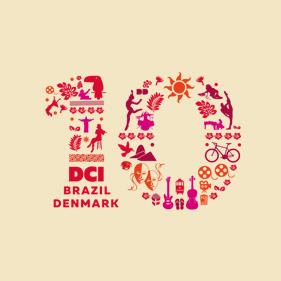 Marca comemorativa dos 10 anos do Instituto Cultural da Dinamarca no Brasil